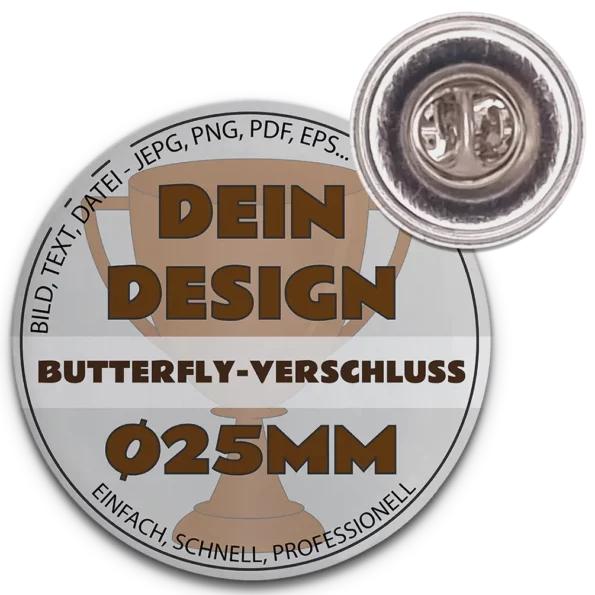 25mm Button mit Butterfly Verschluss