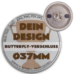 37mm Button mit Butterfly-Verschluss