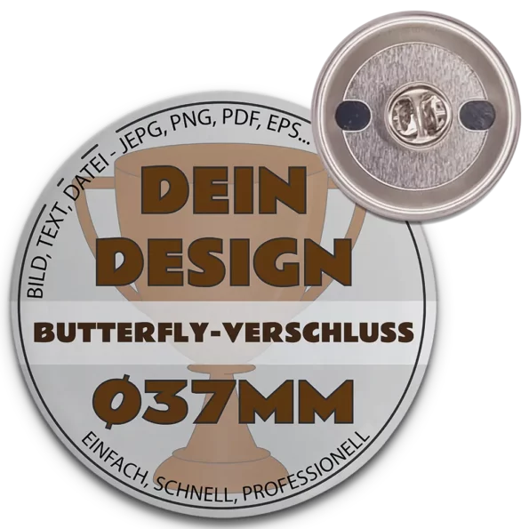 37mm Button mit Butterfly Verschluss