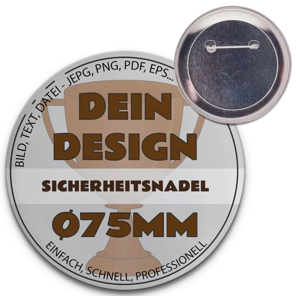 75mm Button mit Sicherheitsnadel