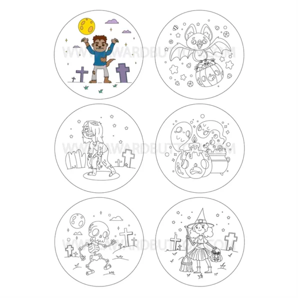 Vorlage zum Ausdrucken 59mm 75mm Halloween T1 color