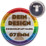 75mm Button Krokoclip mit Nadel Umrandung