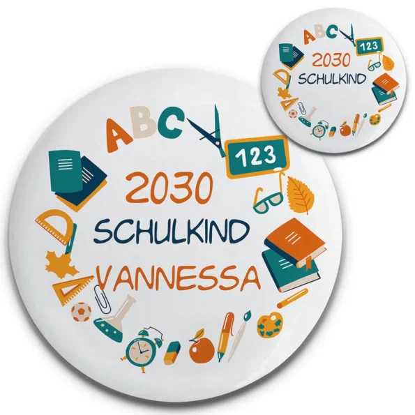 ABC Star Schulkind Button mit Namen