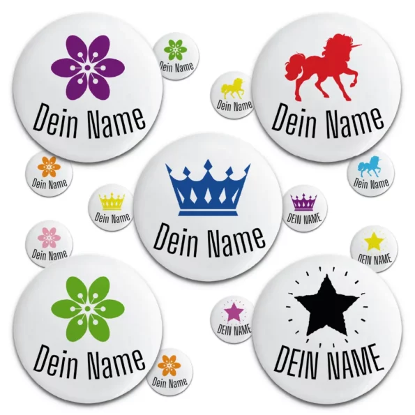 Button mit Wunschnamen Zeichen